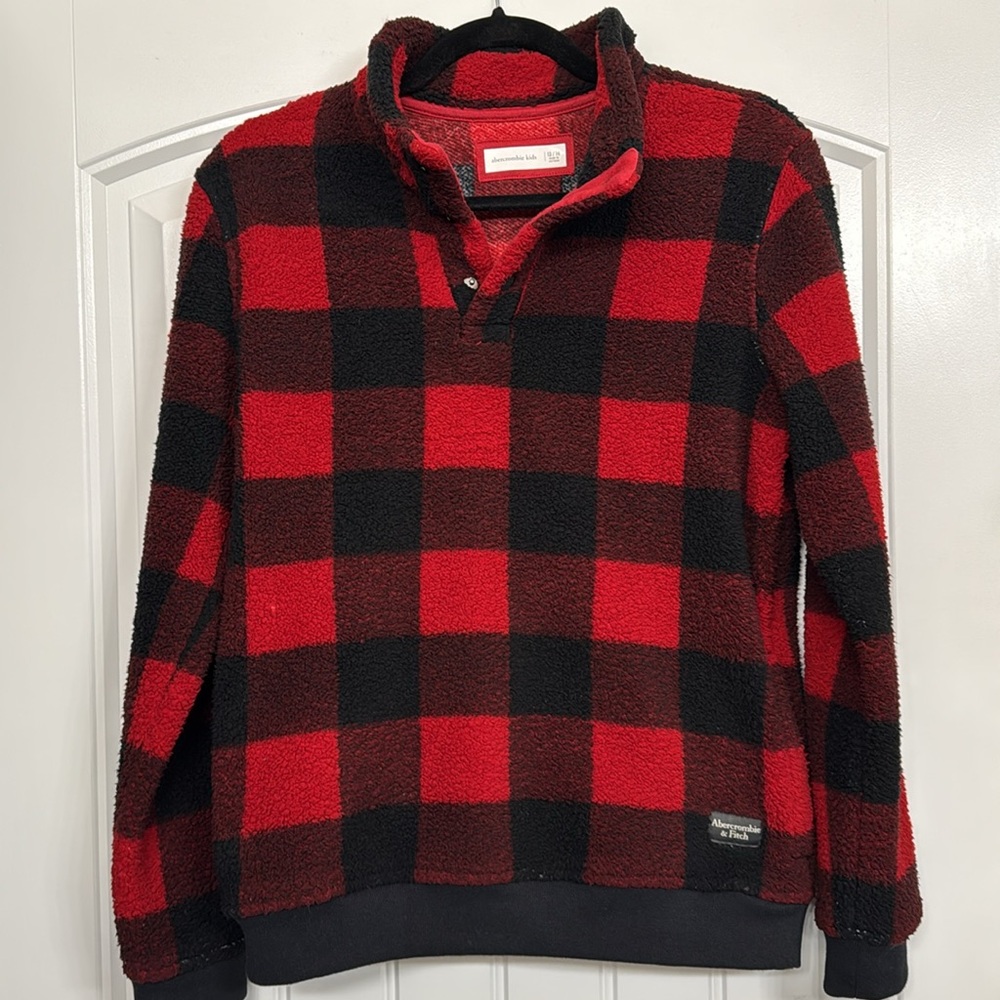 Abercrombie Kids Red and Black Sweater Buffalo Plaid - Picture 6 of 6